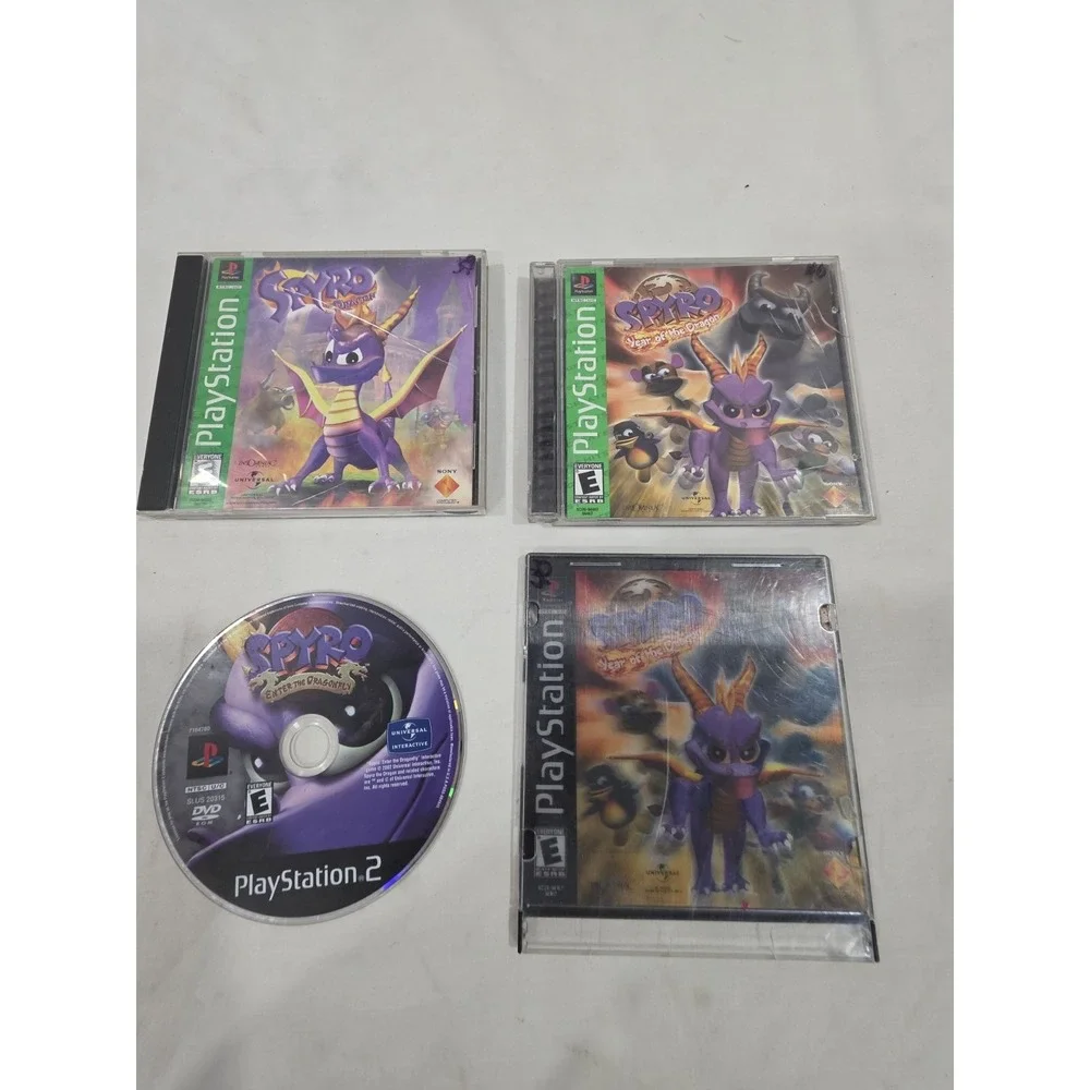 PS1 Lot of 4 Spyro the Dragon, Year of the Dragon Holo Cover Enter The Dragonfly